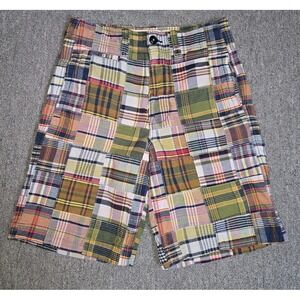 American Eagle Shorts Mens 28 Multicolor  Plaid Patchwork Chino Preppy Flaw